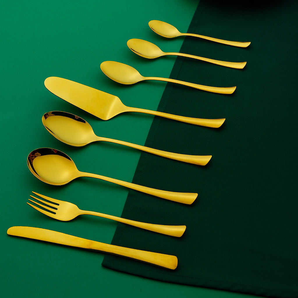 (Terra Plain Gold) 33 pcs 6 person serving  Pvd golden coating