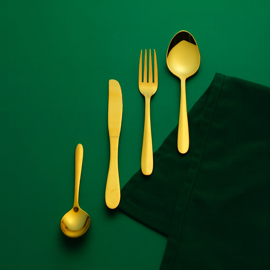 (Glide Gold) 24 pcs 6 person serving  Pvd golden coating