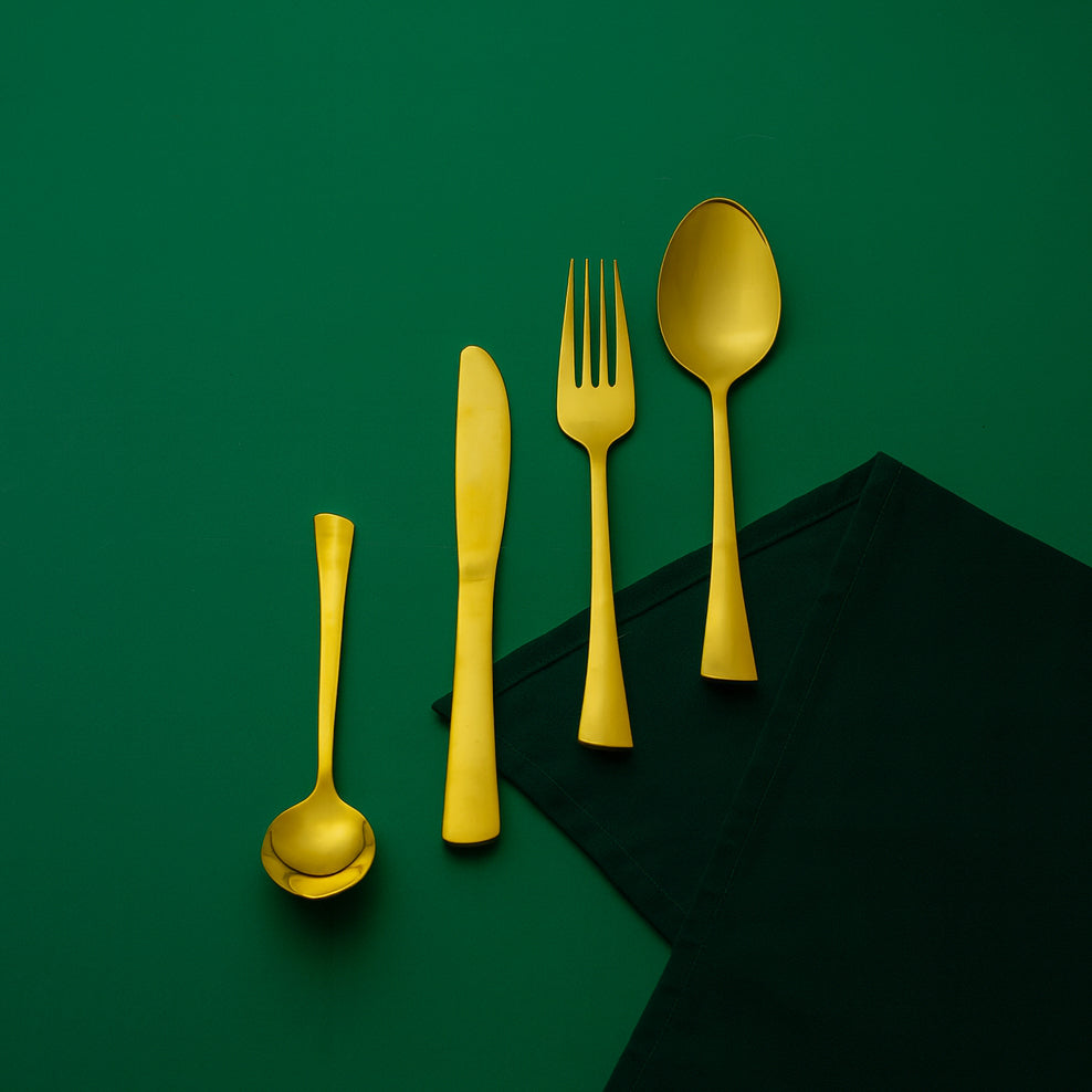 (Terra Plain Gold) 24 pcs 6 person serving  Pvd golden coating