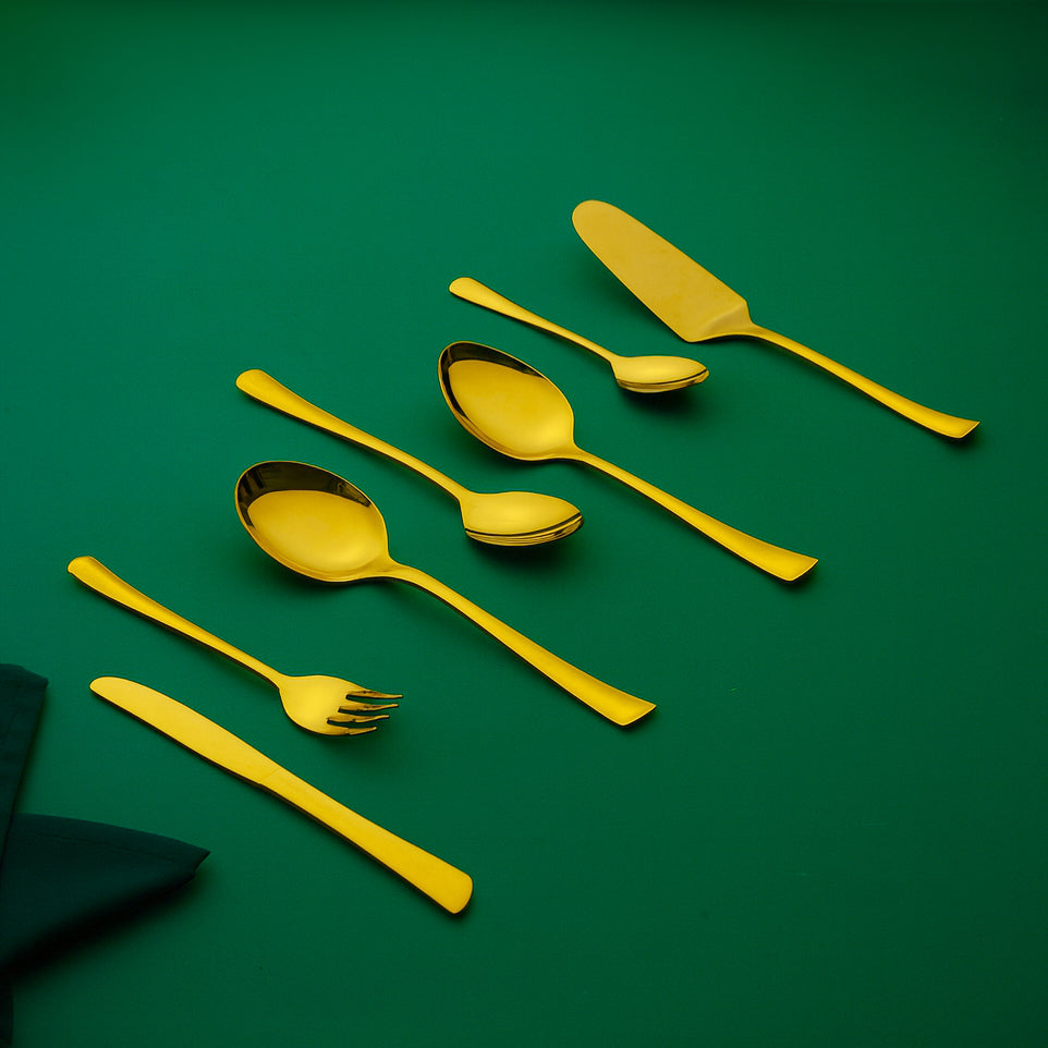 (Terra Plain Gold) 33 pcs 6 person serving  Pvd golden coating