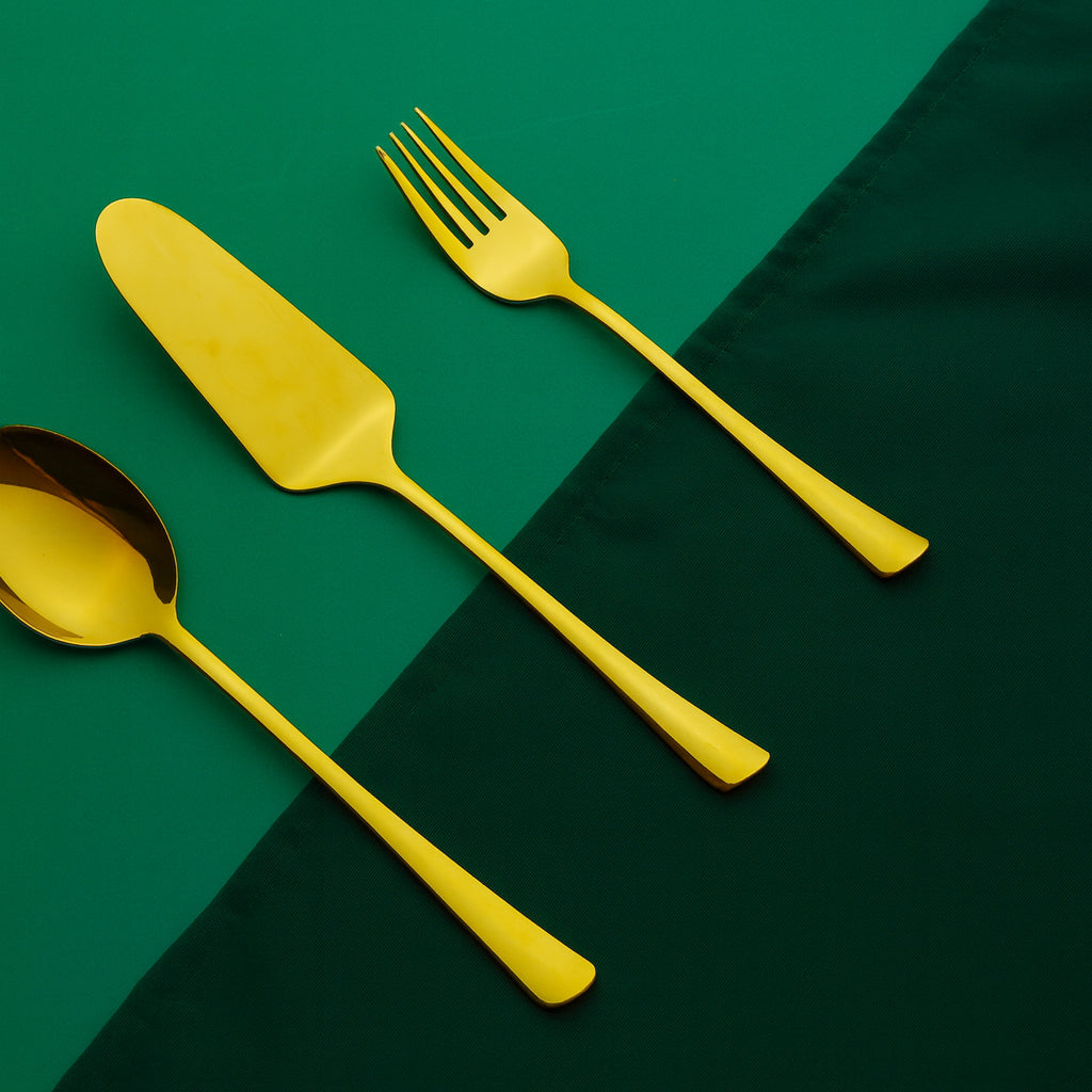 (Terra Plain Gold) 33 pcs 6 person serving  Pvd golden coating