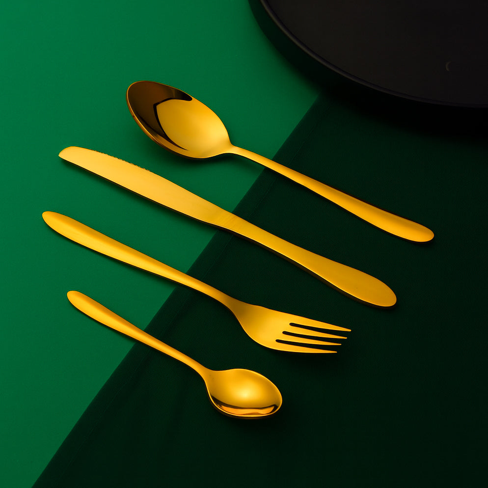 (Glide Gold) 24 pcs 6 person serving  Pvd golden coating
