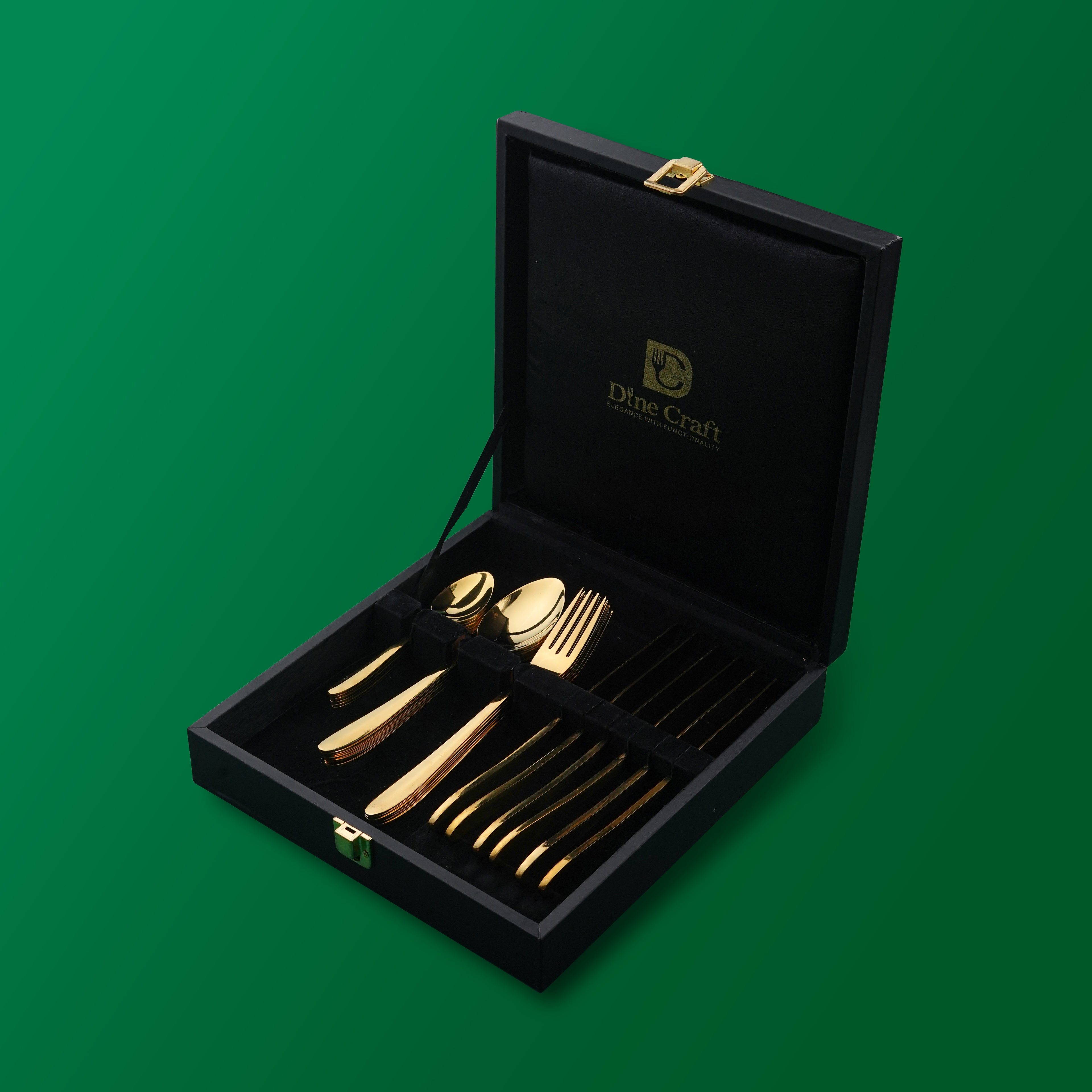(Glide Gold) 24 pcs 6 person serving  Pvd golden coating