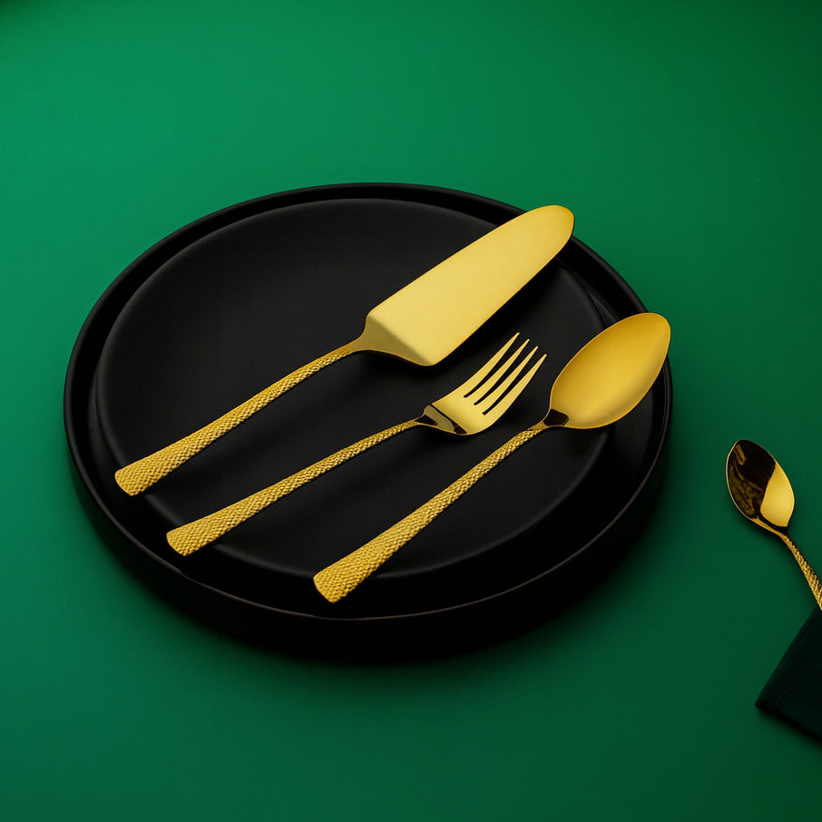 (Terra Gold) 33 pcs 6 person serving  Pvd golden coating